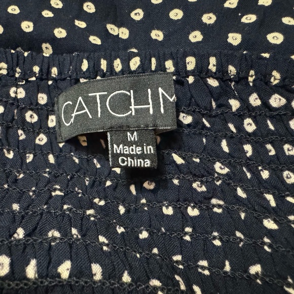 Catch Me | Navy Blue and White Flower Polka Dotted Summer Dress | Medium - Picture 9 of 11
